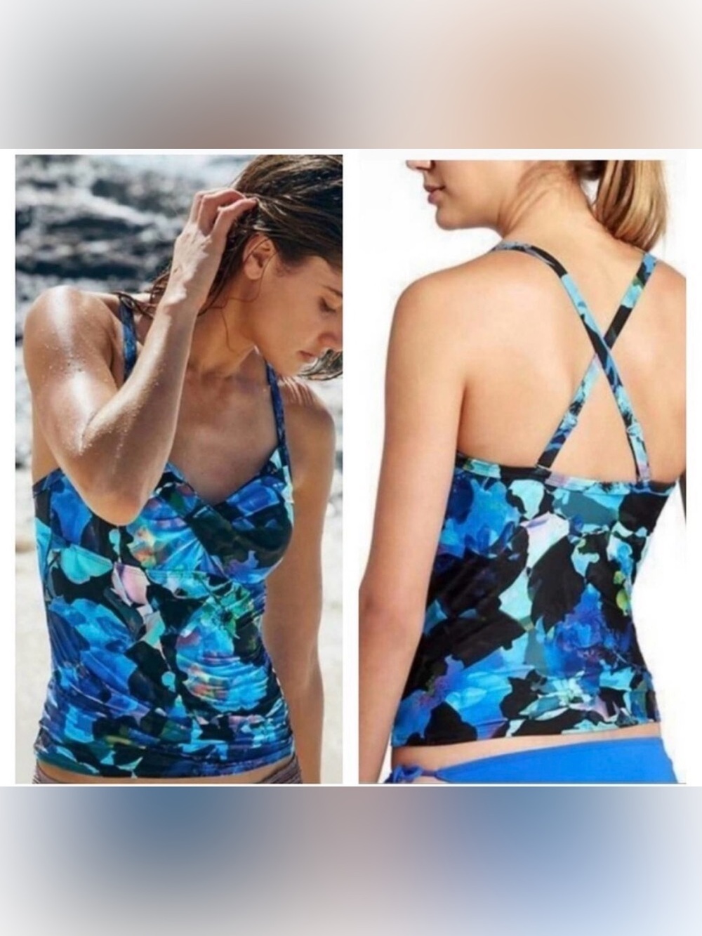 NWT Athleta 38D-DD blue mystique twister tankini